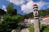 Triberg_008_06202018 - Walking past some of the re-created Moai-like statues from the car park through Triberg to the Triberg Waterfalls entrance