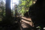 Twin_Falls_Olallie_17_095_07302017 - Walking up towards a fenced lookout peering right against the sun towards the upper drops of the Upper Twin Falls