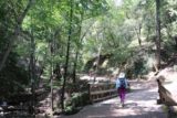 Uvas_Canyon_027_05192016 - Mom crossing the footbridge over Swanson Creek near the bottom end of the Waterfall Loop