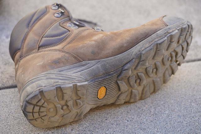 Worn treads on my well-worn Vasque St Elias GTX Waterproof Hiking Boot after around 2-3 years of use
