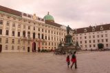 Vienna_124_07082018 - Julie and Tahia walking across a large courtyard as we were heading towards the Royal Treasury within the Hofsburg Palace