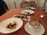 Vignoni_059_iPhone_11182023 - Context of the assortment of dishes being served up at the Ristorante La Terrazza at Albergo Le Terme in Bagno Vignoni