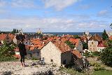 Visby_686_07312019 - Tahia checking out the panorama over Old Visby at Kyrkberget