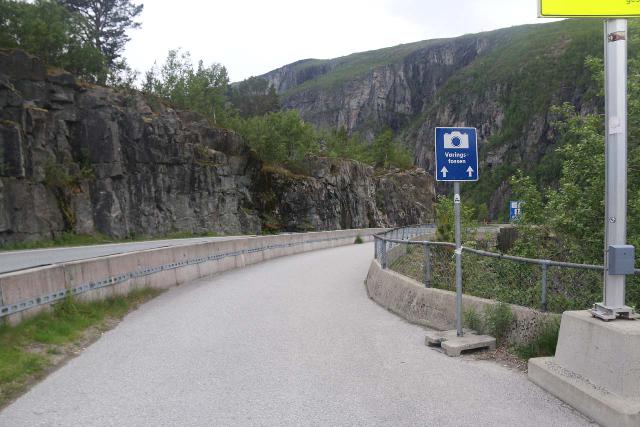 Voringsfossen_010_06242019 - I only realized this after our second visit to Voringsfossen, but this wide paved path was actually part of the old road that the Trolltoget would go on.  Naturally, it's shared with pedestrian traffic