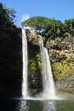 Wailua_Falls_061_11182021 - Focused look at Wailua Falls and rainbow at its base