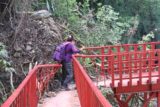 Xiaowulai_Waterfall_110_11012016 - Mom squeezing by the landslide by the footbridge leading to the base of the Xiaowulai Waterfall