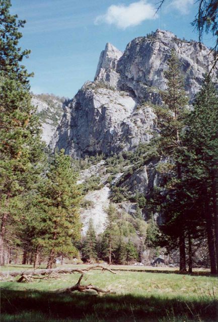 Zumwalt_Meadow_007_scanned_04272002 - Further to the east of the Don Cecil Trail was the Zumwalt Meadow at the road's end, which featured attractive granite peaks towering over Kings Canyon's Cedar Grove
