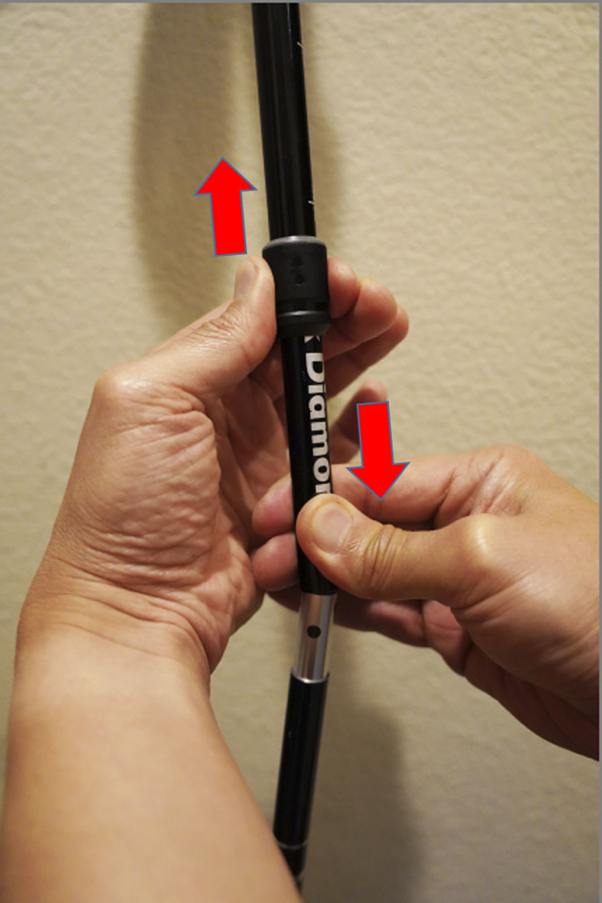 The key step to lengthening the Black Diamond Distance FLZ trekking pole and readying it for use