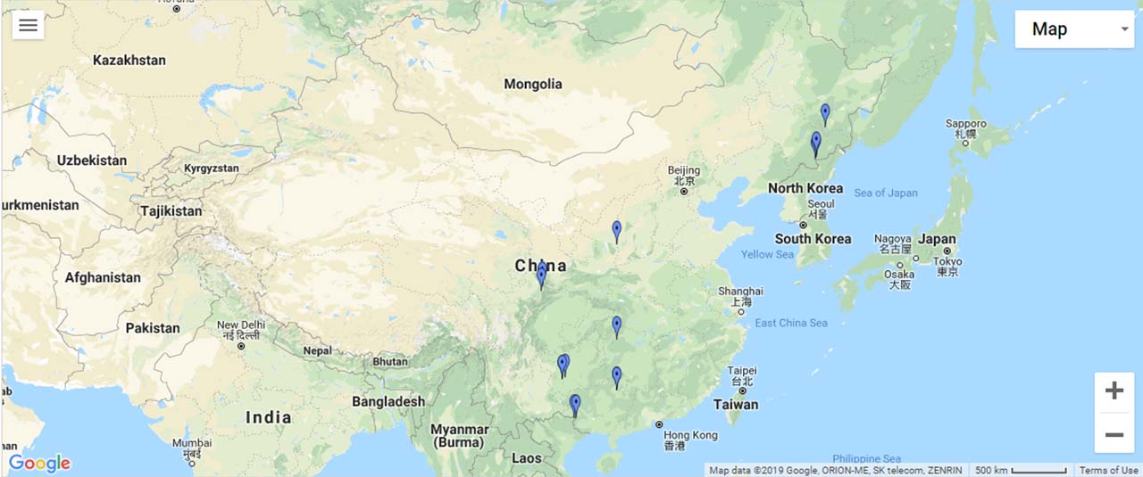 China Waterfalls Map