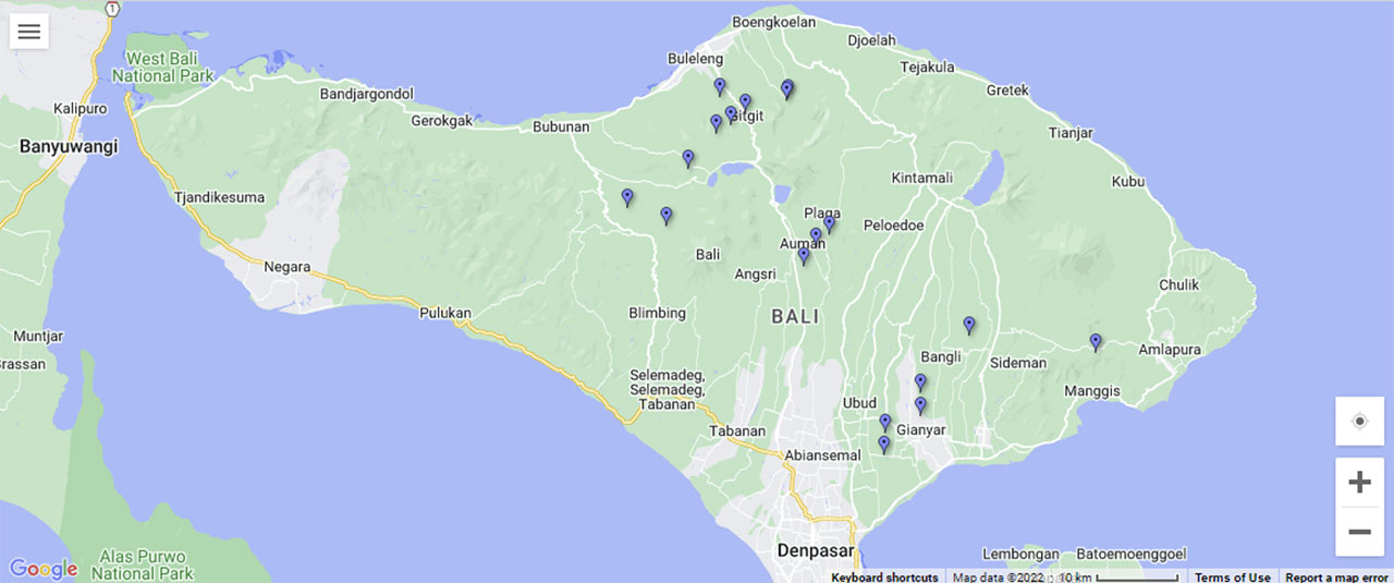 Bali Waterfalls Map