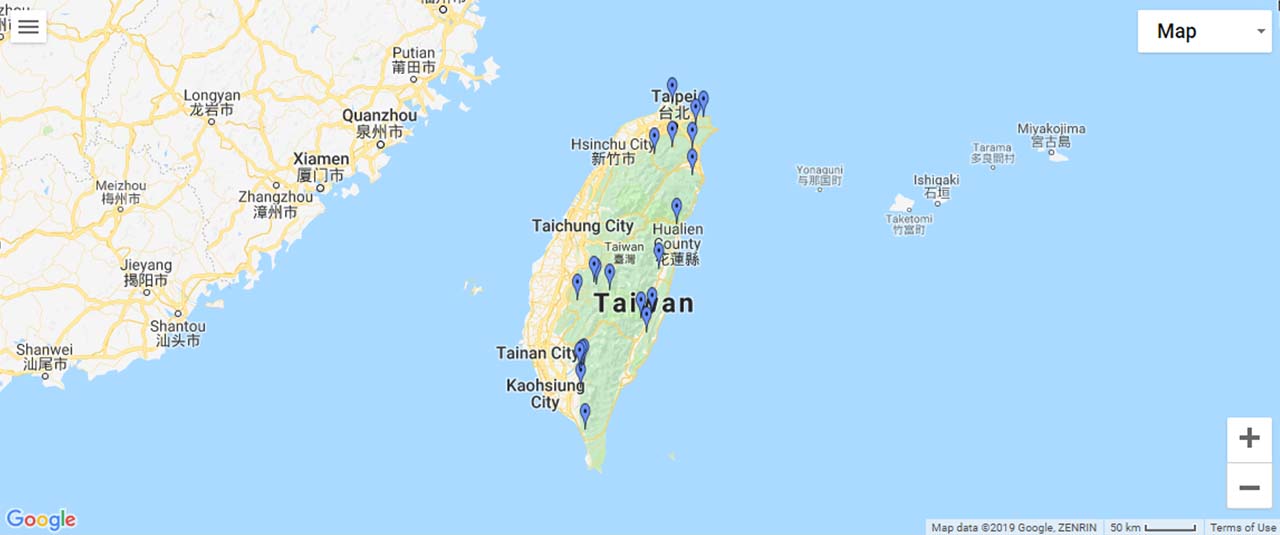 Taiwan Waterfalls And How To Visit Them World Of Waterfalls   Asia Taiwan Map 