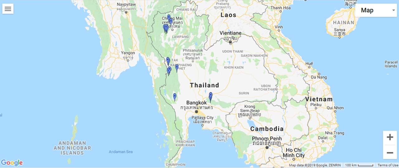 Thailand Waterfalls Map