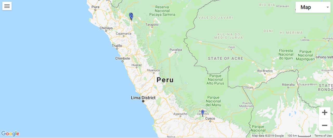 Peru Waterfalls Map