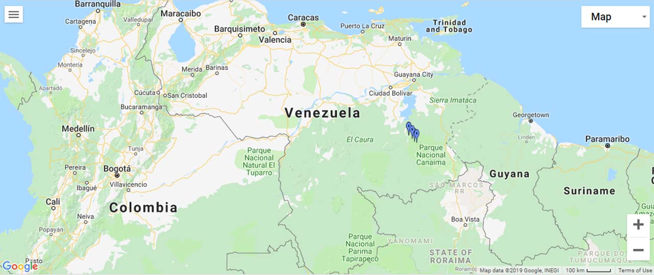 Venezuela Waterfalls Map