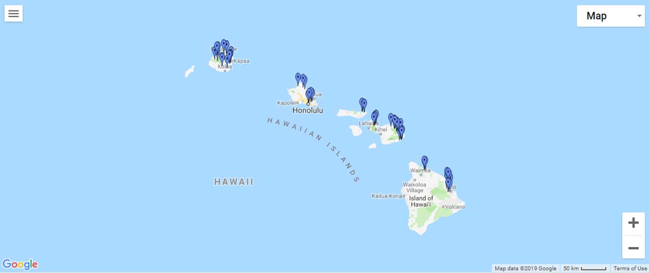 Hawaii Islands On World Map Hawaii Waterfalls   World of Waterfalls