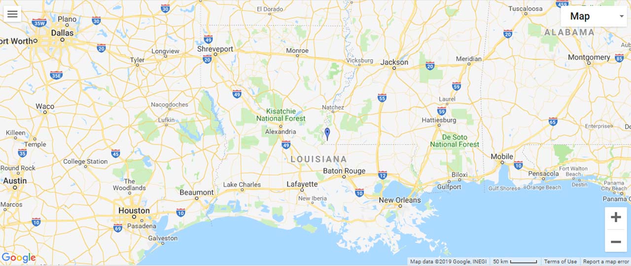 Louisiana Waterfalls Map