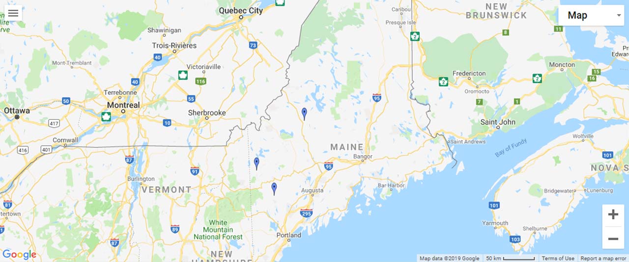 Maine Waterfalls Map