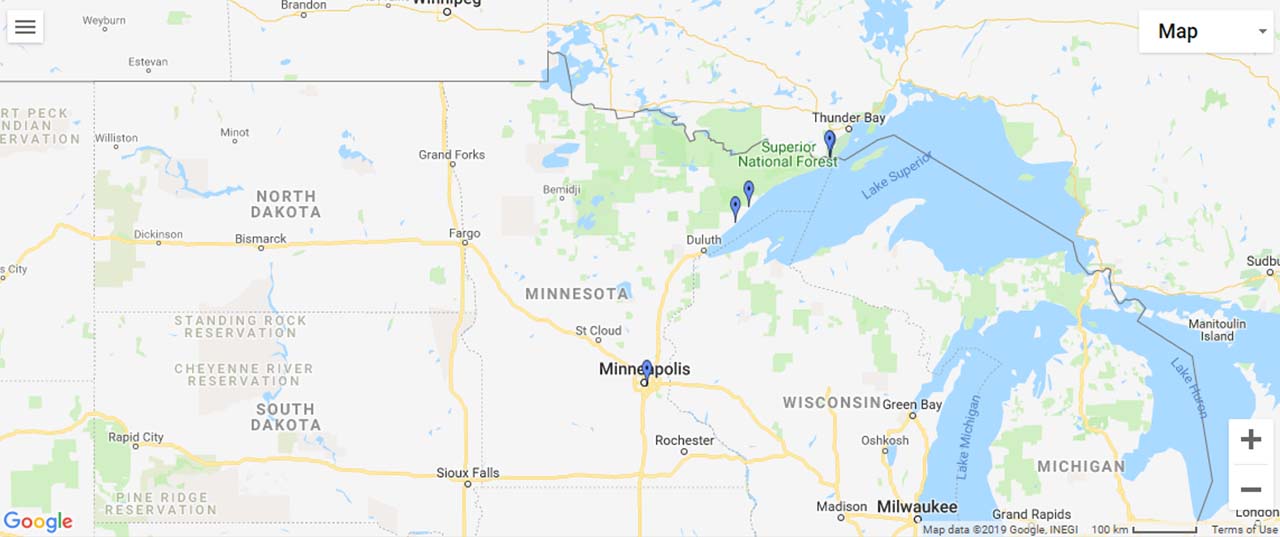 Minnesota Waterfalls Map