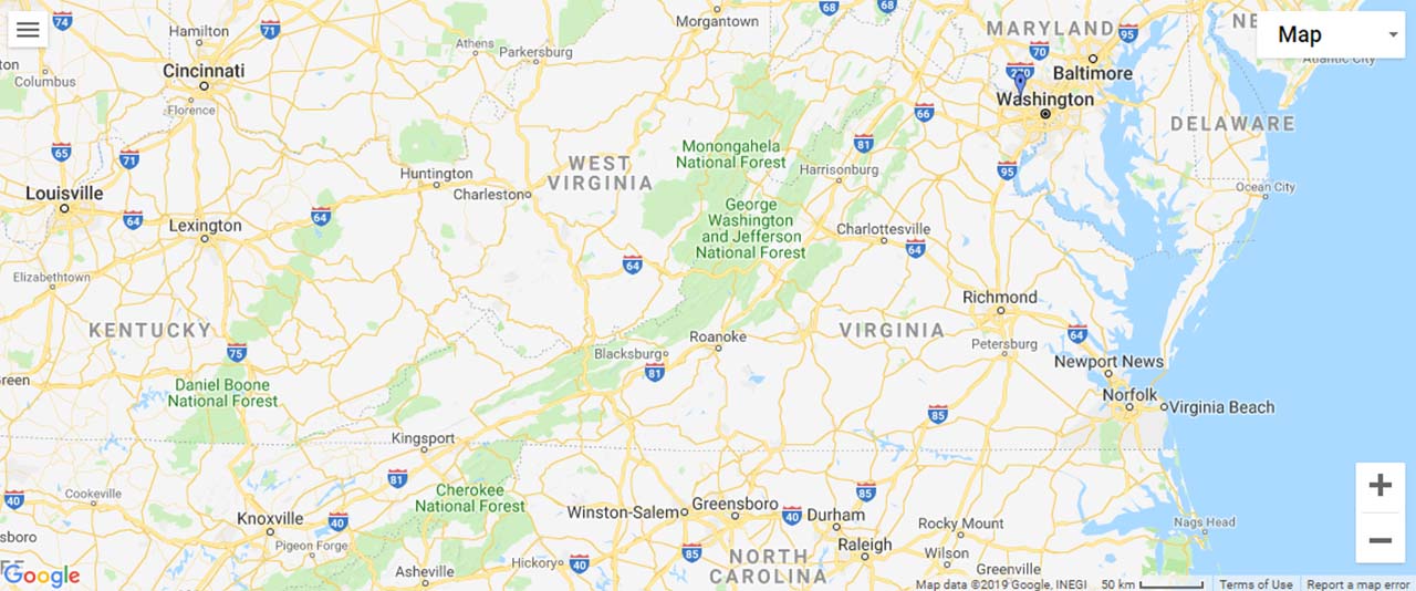 Virginia Waterfalls Map