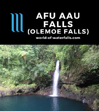 The Afu Aau Waterfalls (Olemoe Falls) is a 15-20m waterfall with an idyllic plunge pool perfect for swimming on the southern coast of Savaii Island in Samoa.