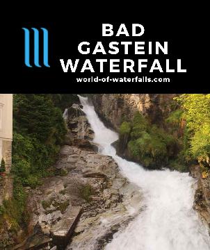 Bad Gastein Waterfall (Bad Gasteiner Wasserfall) is a unique mix of multi-drop waterfalls tumbling through the spa town of Bad Gastein in Salzburg, Austria.