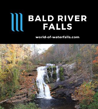 Bald River Falls is an 80-100ft roadside waterfall in Tellico Plains, Tennessee, making it one of the most popular falls we've seen in the Southern Appalachians