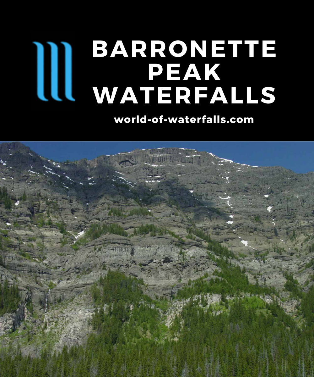 Barronette_Peak_008_06242004 - Thin waterfalls coming down Barronette Peak