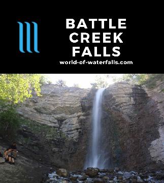 Battle Creek Falls is a 50ft plunging waterfall reached by a brief, uphill 1.2-mile round-trip hike starting near Kiwanis Park near Pleasant Grove, Utah.