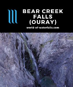 Bear Creek Falls is a hidden roadside waterfall (to drivers zooming along the Hwy 550, at least) dropping 120ft into the Uncompahgre Canyon near Ouray.