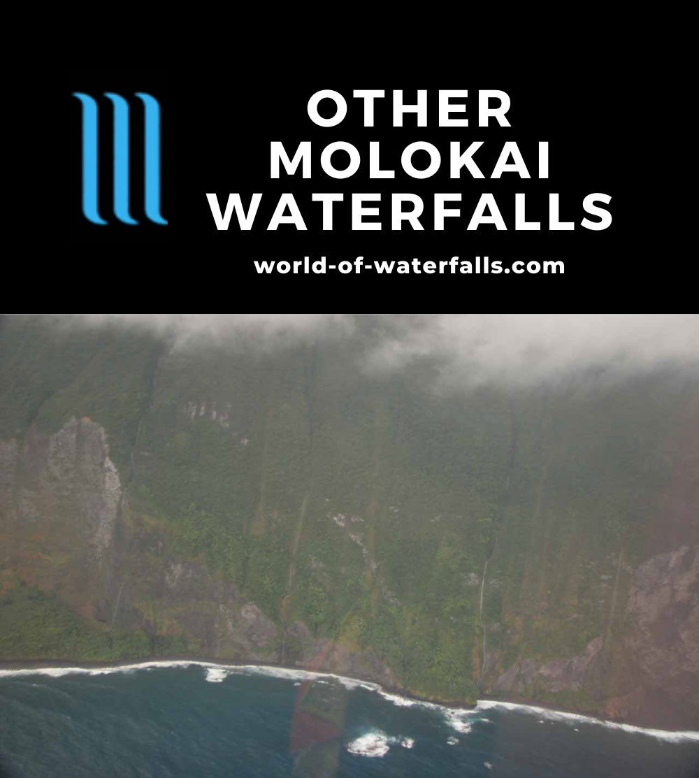 Blue_Hawaiian_Maui_Heli_152_02252007 - Some thin waterfalls coming down the sea cliffs on the North Shore of Molola'i