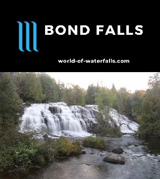 Bond Falls is a 50ft tall 100ft wide waterfall on the Middle Branch of the Ontonagon River in the western side of Michigan's Upper Peninsula (or UP for short).