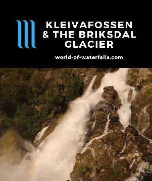 Kleivafossen is a 37m waterfall dropping vigorously from the meltwaters of the famous Briksdal Glacier, which is rapidly disappearing due to Global Warming.