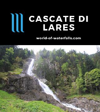Cascate di Lares (Lares Waterfalls) are a series of a lower and upper waterfalls that we accessed with a 75-minute uphill hike in Val Genova, Trento, Italy.