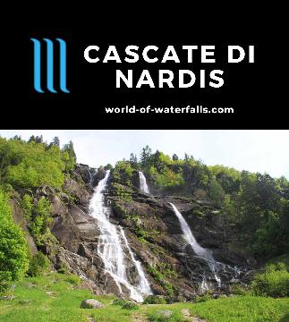 Cascate di Nardis (Nardis Waterfalls) are a pair of 130m twin waterfalls in Val Genova, a valley heavily influenced by glaciers, in the Trento Province, Italy.