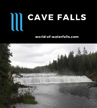 Cave Falls is a 20ft tall 250ft wide waterfall on Fall River in the Bechler Area of Yellowstone National Park near Ashton, Idaho by the Wyoming-Idaho border.