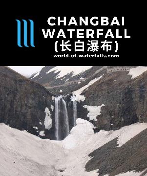 Changbai Waterfall (长白瀑布) is a 68m tall falls draining the sacred Heaven Lake (天池) near the top of the Everwhite Mountain (长白山) at the North Korea-China border.