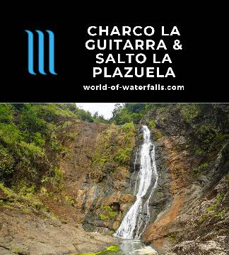 Charco La Guitarra is a guitar-shaped swimming hole requiring a bit of a rough adventure to reach, which also includes the tall Salto La Plazuela Waterfall.