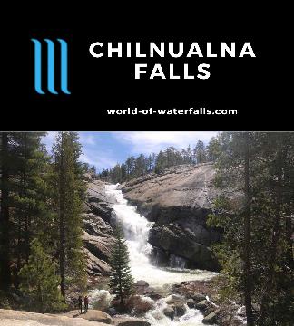 Chilnualna Falls is a series of at least 5 waterfalls over an 8.5-mile hike culminating in a 180ft stepping cascade in the quiet south side of Yosemite.