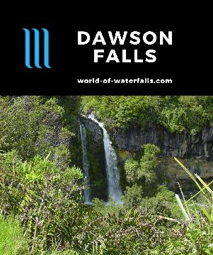 Dawson Falls is a 16m waterfall on the slopes of the conical Mt Taranaki, which is central to Egmont National Park in the North Island of New Zealand.