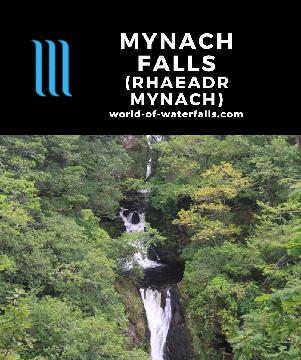 Mynach Falls (Rhaeadr Mynach) is a 90m cascade at the historic Devil's Bridge (Pontarfynach) that we saw on a steep circuit walk Aberystwyth, Ceredigion, Wales.