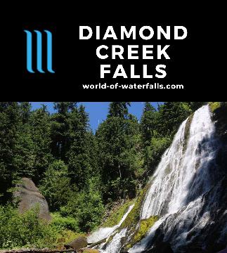 Diamond Creek Falls consists of a 70-90ft upper falls and a harder-to-see lower falls accessed by a four-mile loop hike by Salt Creek Falls in Southern Oregon.