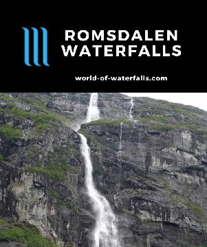 Donetfossen (or Døntefossen), Skogagrovafossen, Brurasloret, and Gravdefossen are the prominent waterfalls in the Romsdal Valley - Norway's Yosemite Valley.