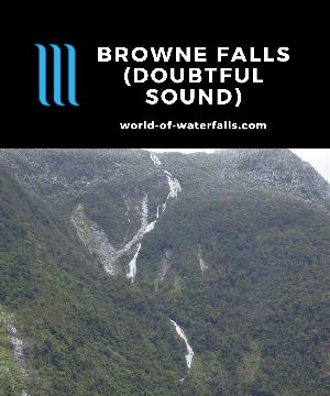Browne Falls could very well be the tallest waterfall known in New Zealand so far with a 619m-838m tumble into the remote Doubtful Sound in Fiordland, NZ.