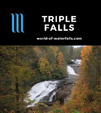 Triple Falls is a 125ft three-drop waterfall on the Little River in the DuPont State Forest near Brevard, North Carolina, which we accessed on a 0.3-mile hike.
