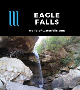 Eagle Falls is a light-flowing 44ft waterfall accessed by a 3-mile RT hike along the west bank of the Cumberland River with different views of Cumberland Falls.