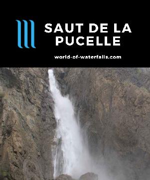 Saut de la Pucelle (or Cascade de la Pucelle) is a misty roadside waterfall in Ecrins National Park in the Alps of Eastern France between Briancon and Grenoble.
