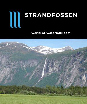 Strandfossen was a tall waterfall that we noticed during our excursion into Eikesdalen Valley to see Mardalsfossen.  It was a conspicuous presence as it was facing the Eresfjord at the mouth...