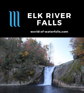 Elk River Falls is 40ft waterfall on the Elk River near the North Carolina-Tennessee border accessed by a short 10-minute hike to smooth rock outcrops.