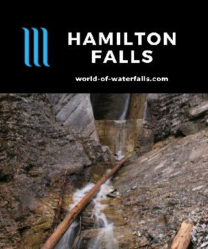 Hamilton Falls is a thin-flowing waterfall with some hydro power relics reached by a 1.4km return walk from scenic Emerald Lake in Yoho National Park, Canada.