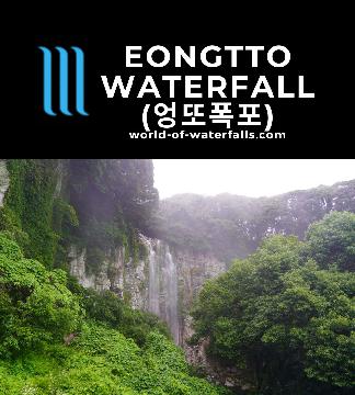 Eongtto Falls (엉또폭포; Eongtto Pokpo) is a temporary waterfall that only flows in or immediately after heavy rain, which makes it a big deal when it does flow.